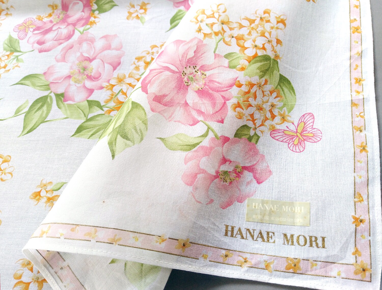Hanae Mori Vintage Women Handkerchief Floral Gift for Her 20