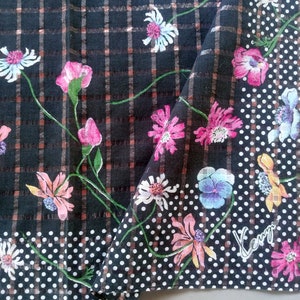 Vintage Kenzo Näsduk - Dark Cottagecore - Wildflower - Prickig Halsduk (22,5 x 22 tum) - Kombinera & Spara!