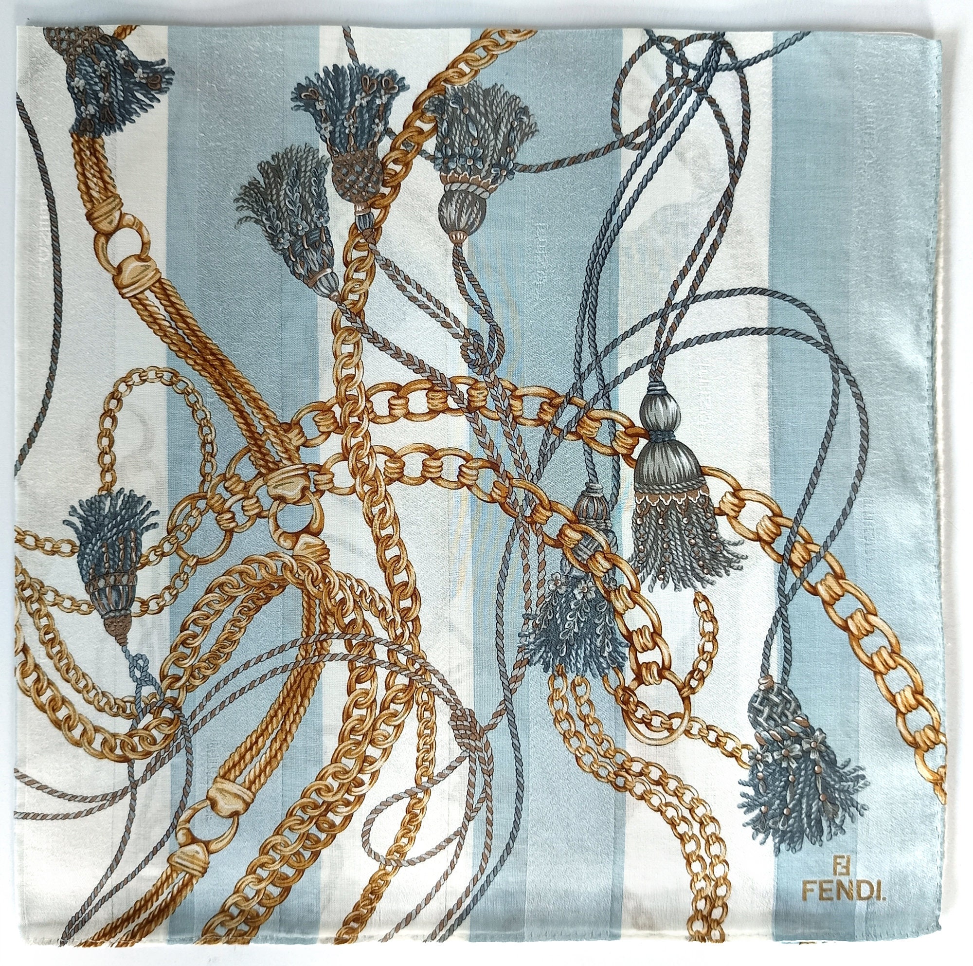 Fendi Vintage Scarf Gold Chain Luxury Tassel 23