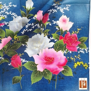 Vintage Japanisches Taschentuch Rosen Kimono Pocket 55 x 55 cm I Versandkostenfrei 35USD + (Auto in Cart)