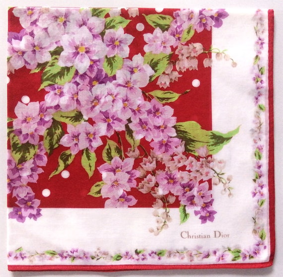 Christian Dior Vintage Handkerchief Floral 19" x … - image 9