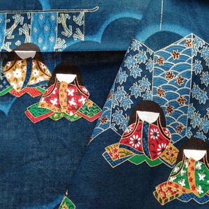 Japanese Vintage Handkerchief Kids Wear Kimono Hina Doll 17 x 16 inches I Free Shipping 35USD+ (Auto in Cart)
