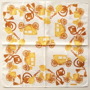 Lancel Vintage Handkerchief Antique Carriage Christmas Gift 21 x 20.5 inches I Free Shipping 35USD+ (Auto in Cart)