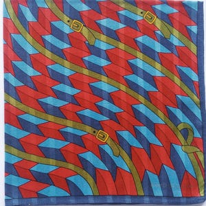 Roberta di Camerino Vintage Handkerchief Early 2000s Colorful Geometric Design 18.5 x 18 inches Gifts I Free Shipping 35USD+ (Auto in Cart)