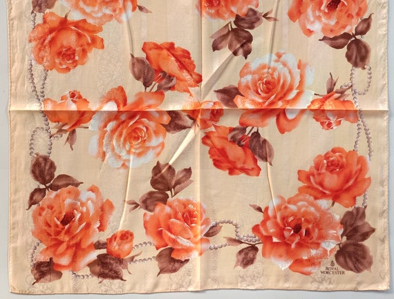 Royal Worcester Vintage Silk Scarf Floral Roses 2… - image 3