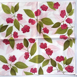 Sybilla Vintage handkerchief Pink Floral Gift Her 22.5 x 22 inches I Free Shipping 35USD+ (Auto in Cart)