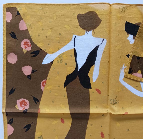 Vintage Rosemisa Handkerchief 2000s - Two Ladies Backstage - 17 x 16.5 inches - Free Delivery on 35 USD+ orders — combine & save! View 3