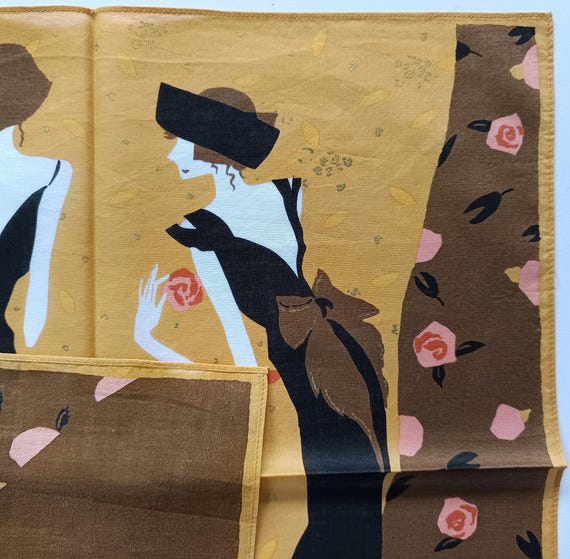 Vintage Rosemisa Handkerchief 2000s - Two Ladies Backstage - 17 x 16.5 inches - Free Delivery on 35 USD+ orders — combine & save! View 4
