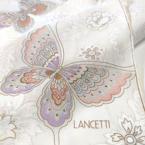 Lancetti Vintage Scarf Butterflies & Flowers 80s Italian designer 21 x 21 inches I Free Shipping 35USD+ (Auto in Cart)