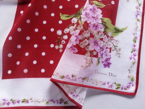 Christian Dior Vintage Handkerchief Floral 19" x … - image 6