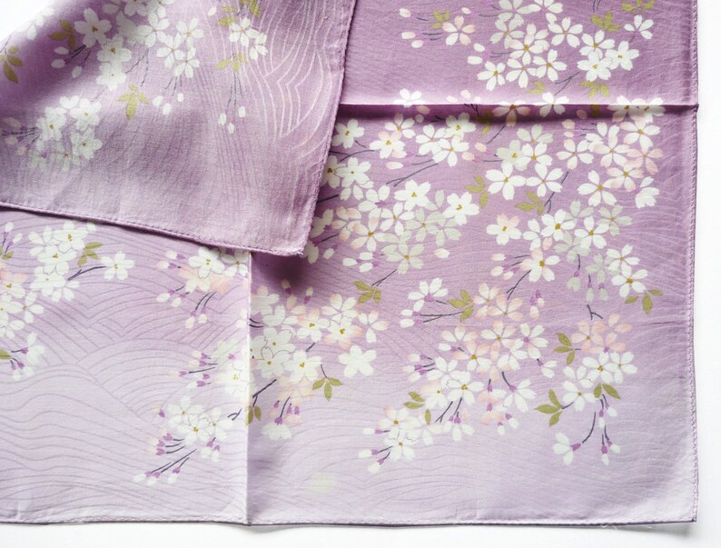 Japanese Handkerchief Vintage Handkerchief Women Handkerchief Birthday Gift Cherry Blossom Made in Japan 19.5 x 19