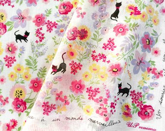 U.P renoma Vintage Handkerchief Floral Black Cats 23 x 22.5" I Free Delivery on order 35 USD Just buys multiple items together in Order