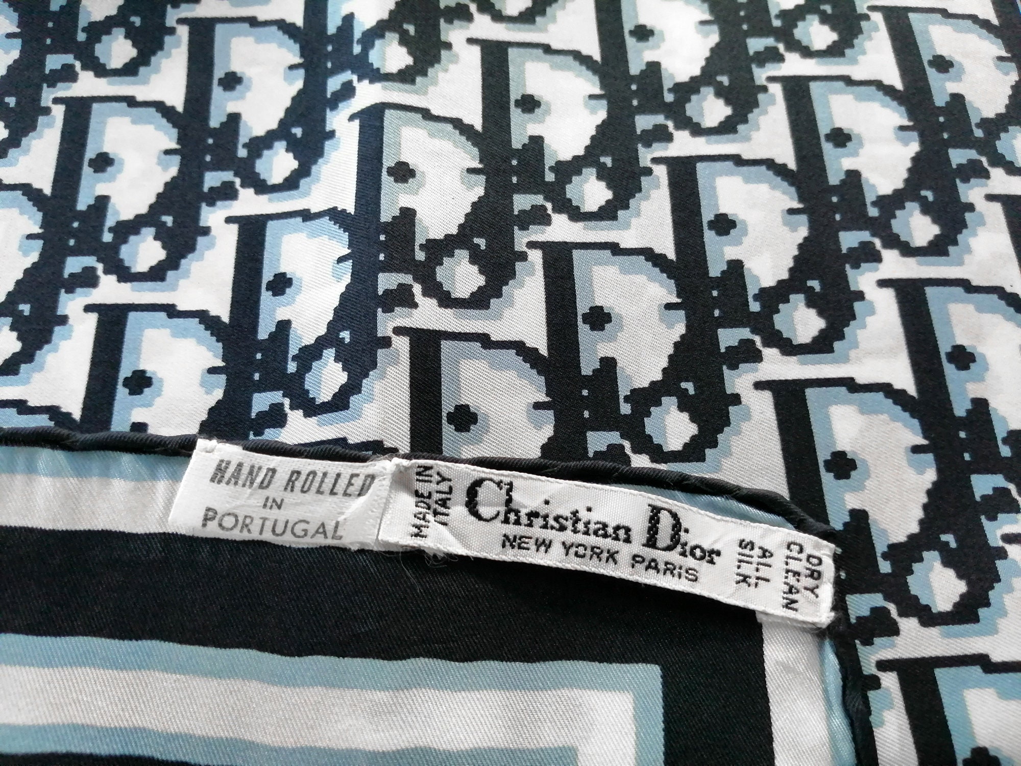 Christian Dior スカーフ archive CHRISTIAN DIOR Cotton Oblique Scarf Blue 1253714 | FASHIONPHILE