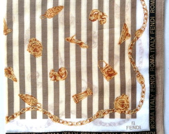 Fendi Vintage Handkerchief Gold Chain 18" x 18" Inches I Free Delivery on order 35 USD Just buys multiple items together in order