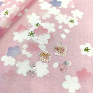 日本のヴィンテージハンカチ 桜 - ピンク地に桜 伝統的 18 x 18インチ 彼女へのギフト I 送料無料 35米ドル以上 (カートに自動追加)
