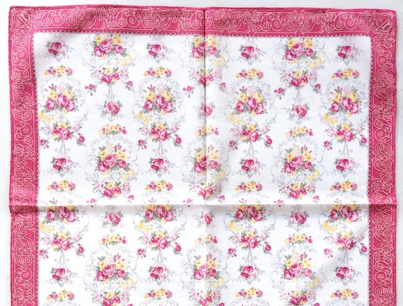 Christian Dior Vintage Handkerchief Floral Pink R… - image 3