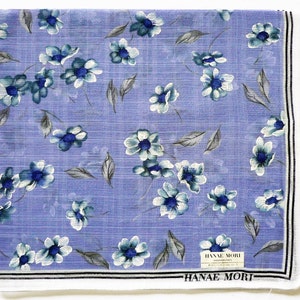 Hanae Mori Vintage Handkerchief Floral Gift for Her 18 x 17.5 inches I Free Shipping 35USD+ (Auto in Cart)