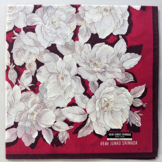 49 AV Junko Shimada Vintage Handkerchief Peony Gift 17 X 17 Inches 
