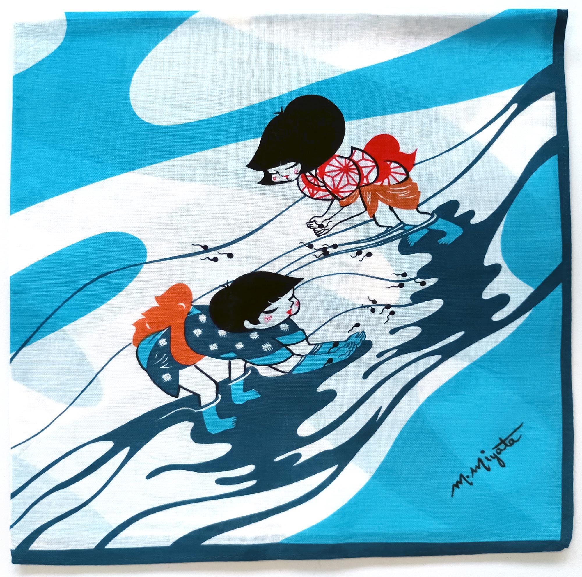 Vintage Kirie Handkerchief Japanese Art Masayuki Miyata Art