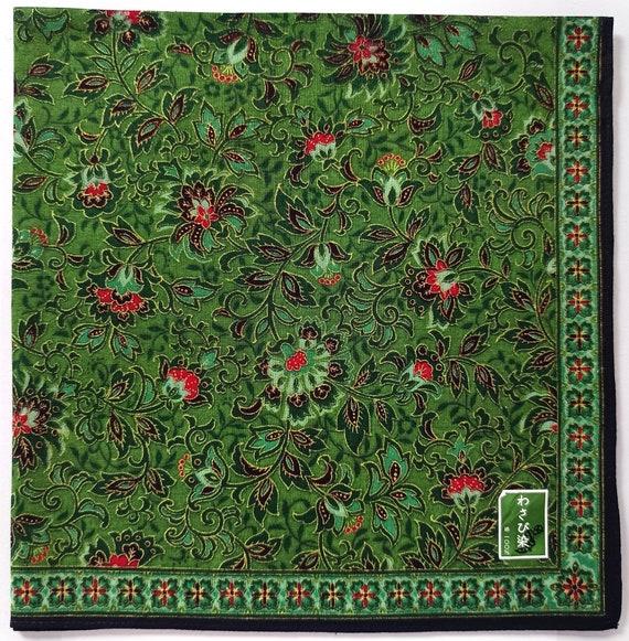 日本のヴィンテージハンカチ 伝統的なモチーフ 21 x 20.5 インチ