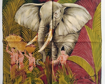 Nicole Club Vintage Handkerchief Majestic Elephant & Tropical Safari Print (18 inches)