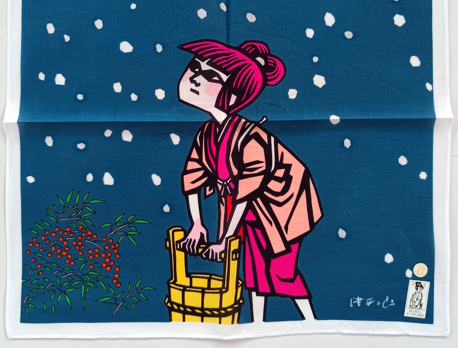 滝平次郎作「雪」日本の切り絵アート、田舎暮らし、ヴィンテージ