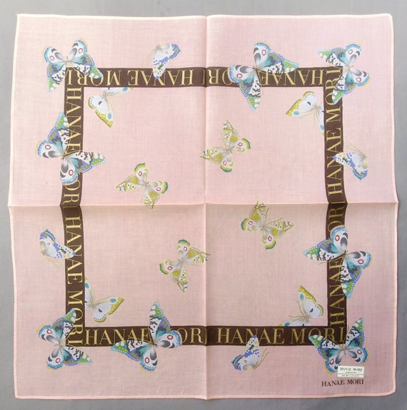 Hanae Mori Vintage Handkerchief Women Butterflies… - image 1