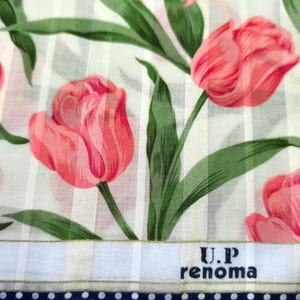 U.P renoma Vintage Handkerchief Early 2000s Tulips 23 x 22.5 inches I Free Shipping 35USD+ (Auto in Cart)