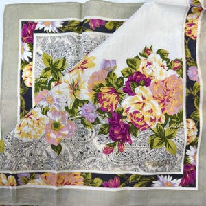 Lancetti Vintage Scarf Luxury Classic Floral & Paisley Design 21 x 21 inches Gift for Her I Free Shipping 35USD+ (Auto in Cart)