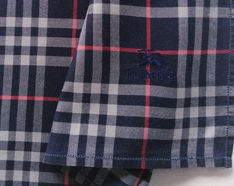 Burberry Vintage Handkerchief Check Deep Blue 17.5" x 17" I Free Delivery on order 35 USD Just buys multiple items together in order