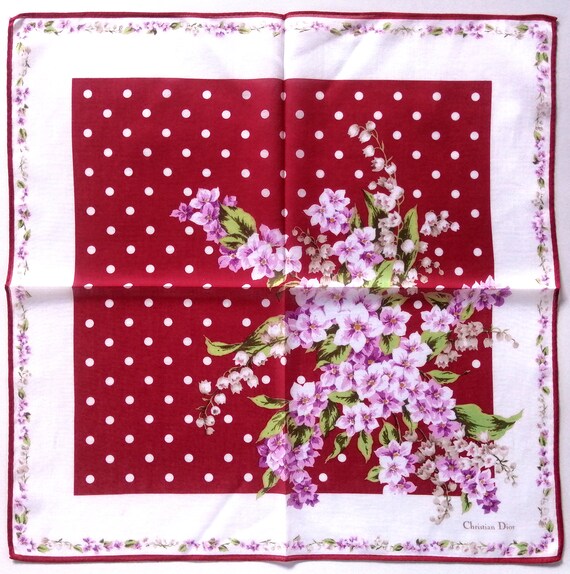 Christian Dior Vintage Handkerchief Floral 19" x … - image 1