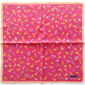 Vintage Handkerchief Early 2000s Floral Tulips Gift for Her 18 x 18 inches I Free Shipping 35USD+ (Auto in Cart)