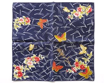 Japanese  Handkerchief, Women Handkerchief, Japanese Tsubaki and Butterflies, Birthday Gift, 16" x 16", Japanese Fabric, Made in Japan