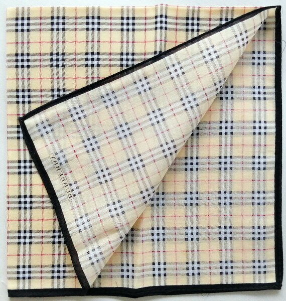 Burberry Vintage Handkerchief Beige Check 19" x 1… - image 8