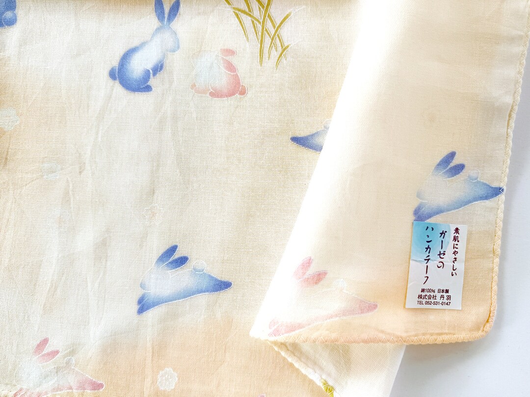 Japanese Vintage Handkerchief Rabbits Kimono Pocket 18 X 18 Inches I ...