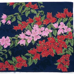 Japanese Vintage Handkerchief Bougainvillea 21 x 20.5 inches I Free Delivery on orders 35 USD+ - combine items in an order!