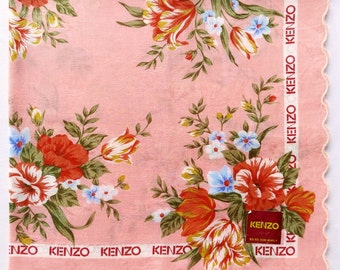 Vintage Kenzo Handkerchief Floral 18.5 x 18.5 inches I Free Delivery on orders 35 USD+ - combine items in an order!