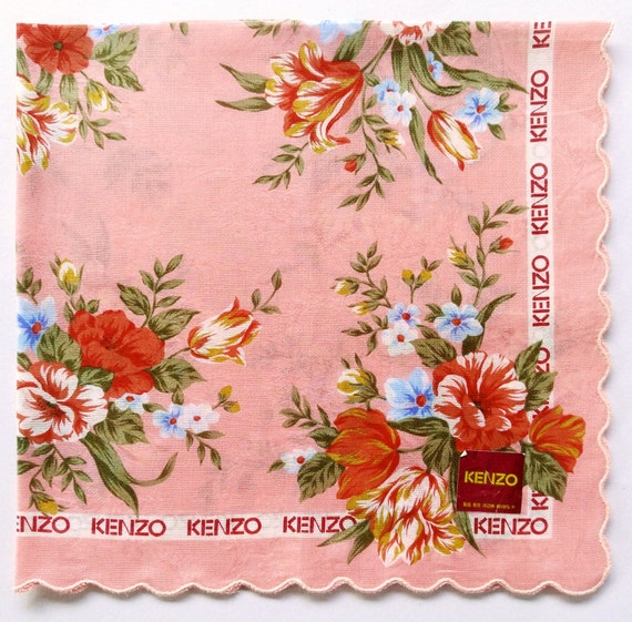Vintage Kenzo Handkerchief - Botanical French Style - Japanese