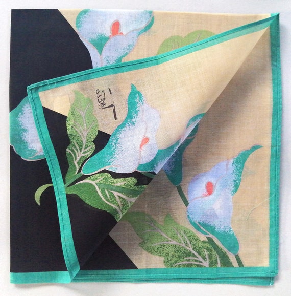 TAKEZO Vintage Handkerchief Floral Calla Lily 18"… - image 7