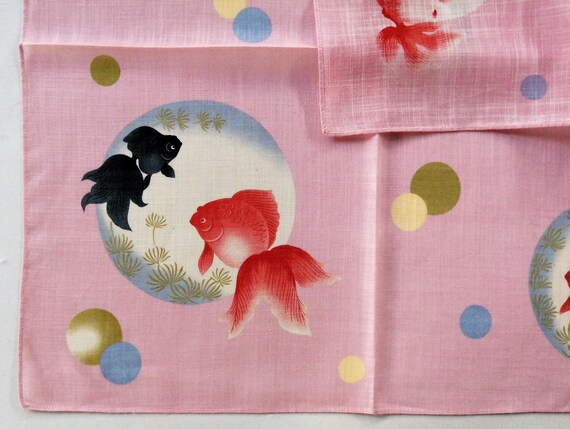 Koi Japanese Vintage Handkerchief Lucky Red and B… - image 5