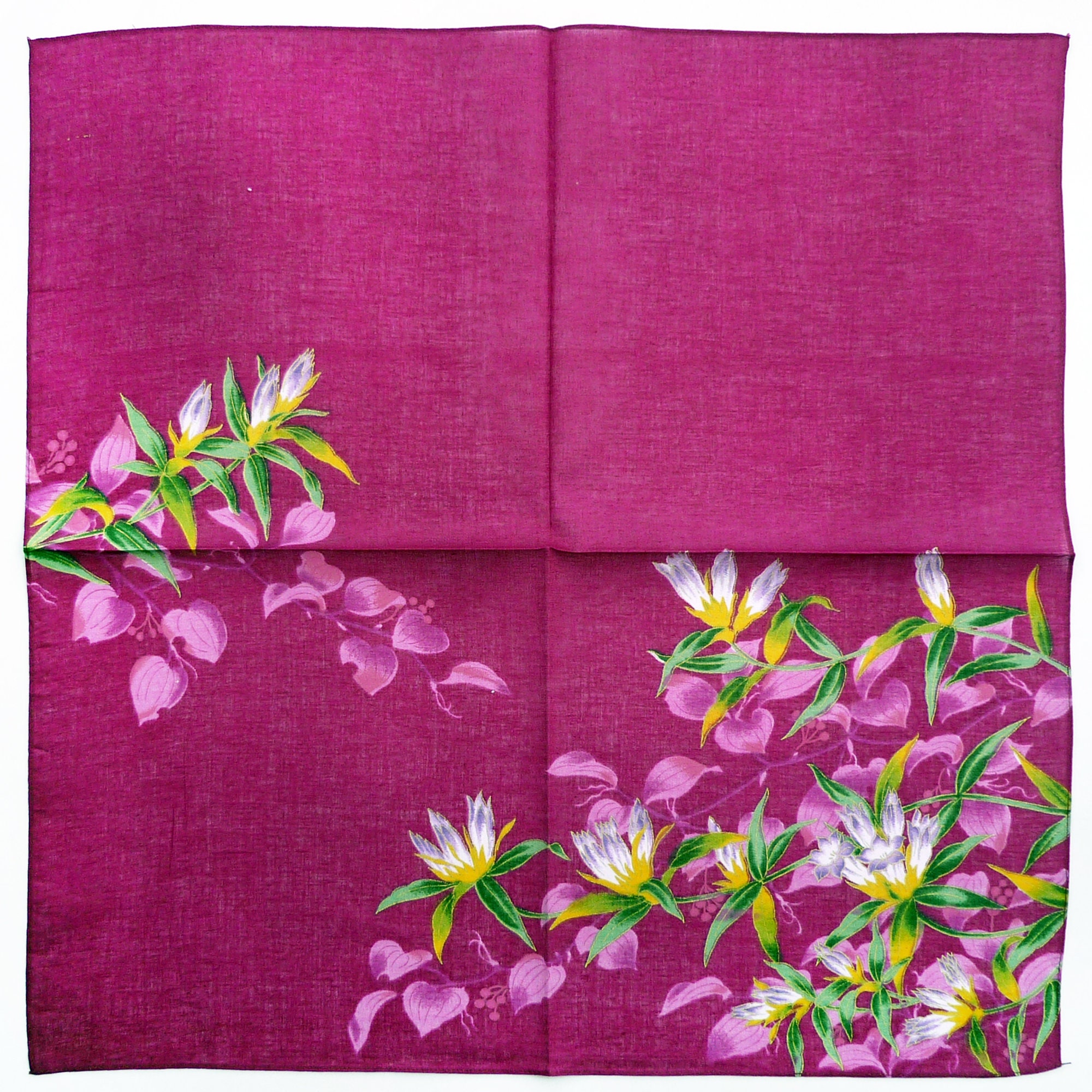 일본 빈티지 손수건 허니서클 플라워 21 X 20 I 35달러 주문 시 무료 배송 주문 시 여러 개 함께  구매하세요-Freehip.co.kr