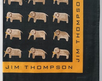 Jim Thompson Vintage Handkerchief Elephants 16.5" x 16" I Free Delivery on order 35 USD Just buys multiple items together in order