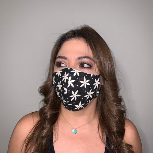 Face Mask Black and White Checkered Print Mask With Filter Etsy