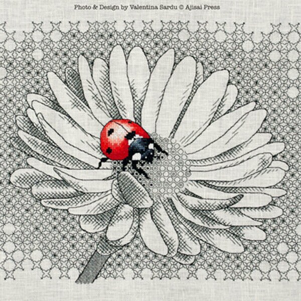 Ladybug & Daisy - Blackwork and Cross Stitch Design
