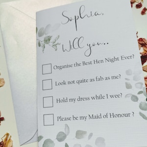 Will you be my bridesmaid card bridesmaid proposal maid of honour proposal card