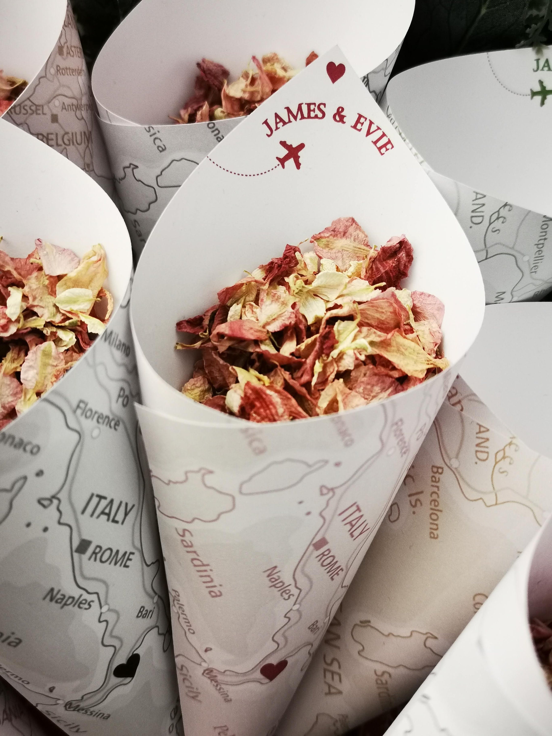 Map Confetti Cones Wedding Map Love Design, Personalised Pack of 10 ...