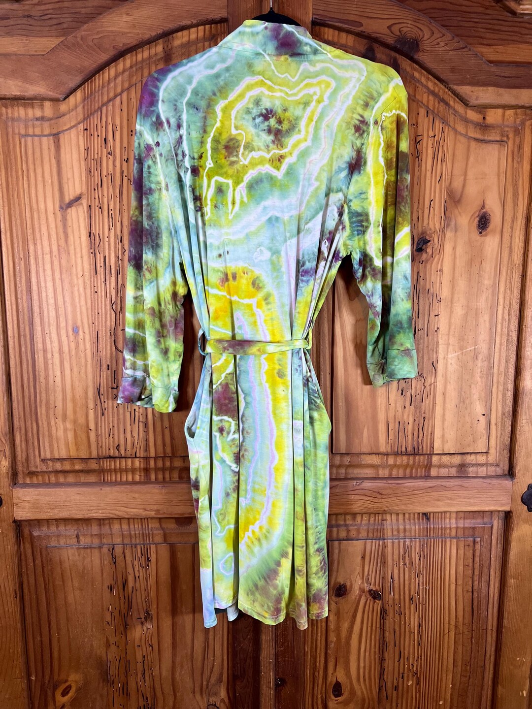 Hand Reverse Dyed Rayon Robe, One of a Kind Lounge Robe With Pockets ...