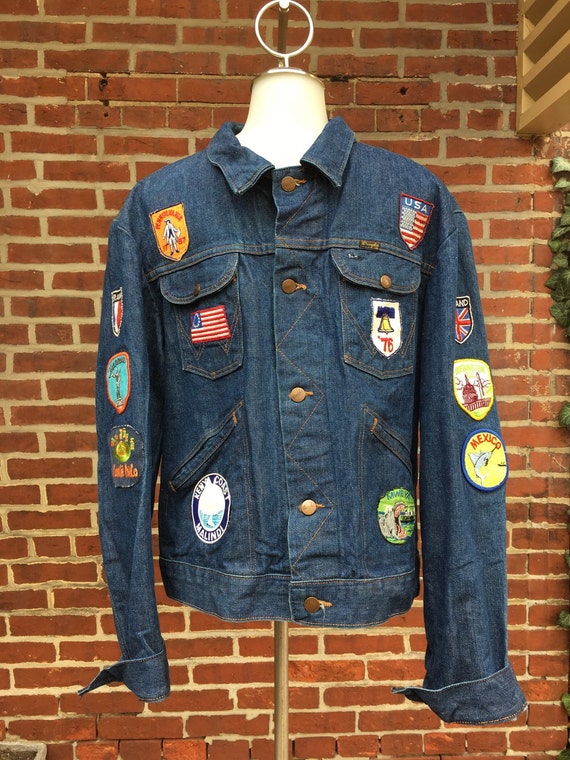 Vintage Wrangler denim jacket with patches. 1970s 70s jean | Etsy