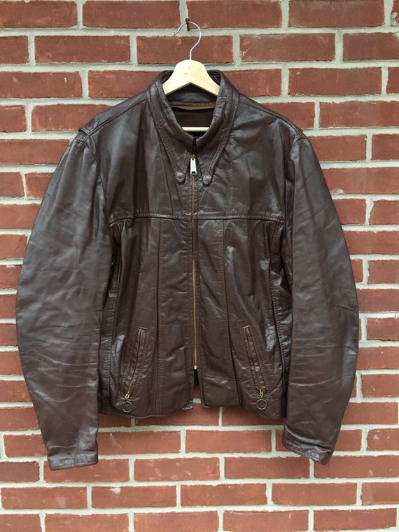 vintage brooks leather motorcycle jacket