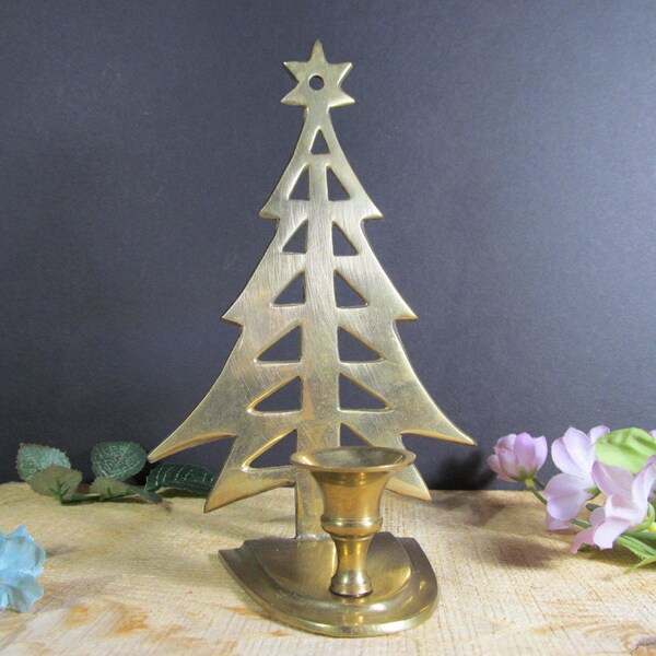 Brass Christmas Tree Candlestick Holders Etsy